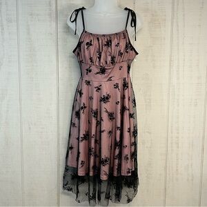 Hapsha Y2k Babydoll Dress‎ Size L Velvet Burnout Sheer Whimsigoth Fairy Grunge